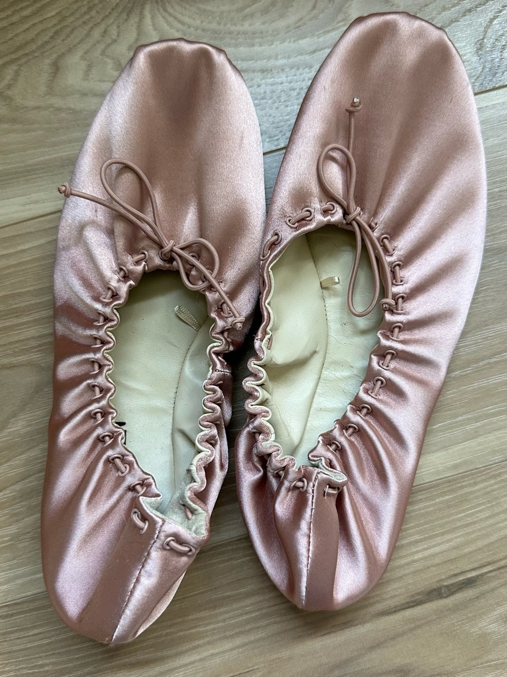 Zara Pink Satin Ballet Flats Ruched Scrunch Slip On Shoes Size 36 US 6